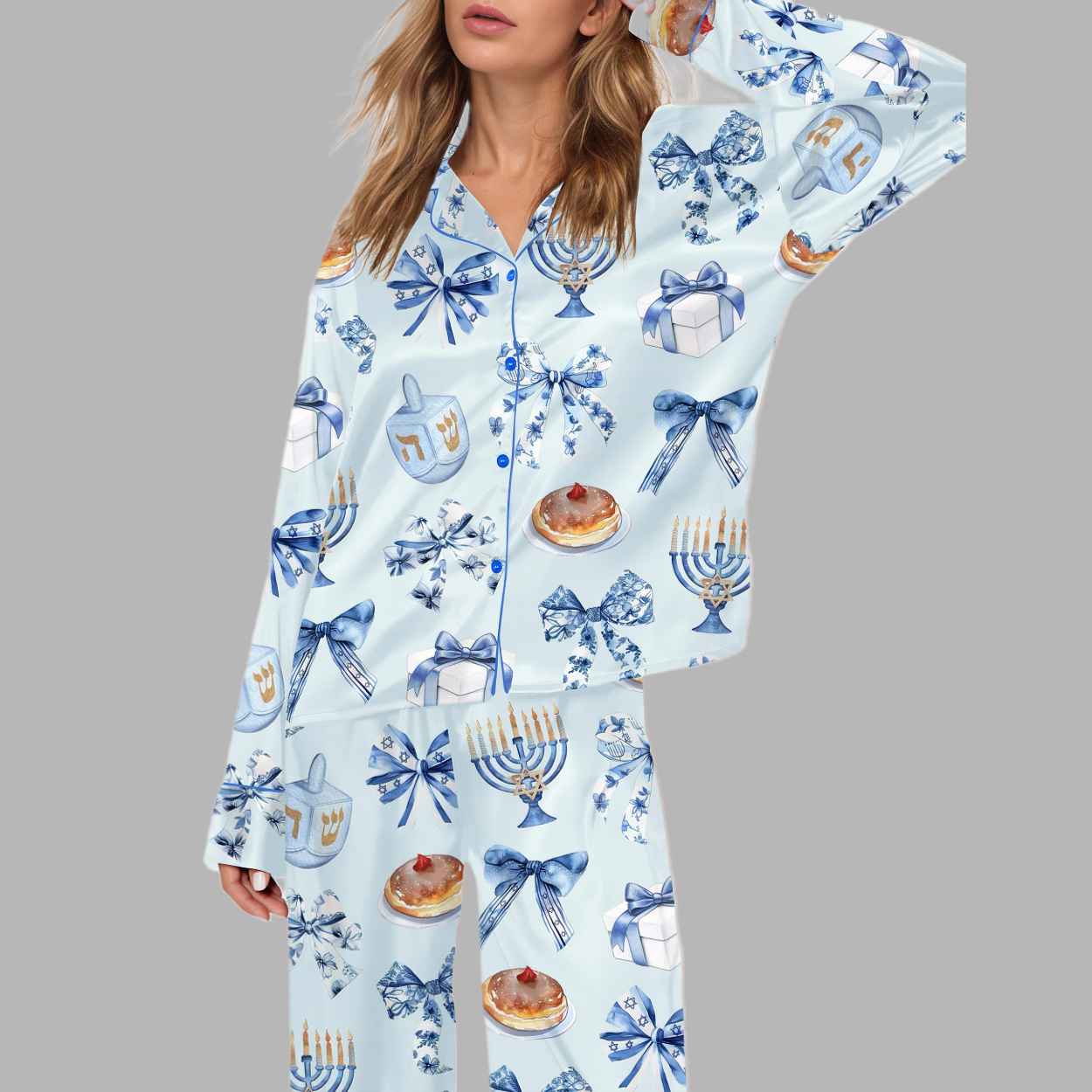 Coquette Hanukkah Silky Satin Pajama Set
