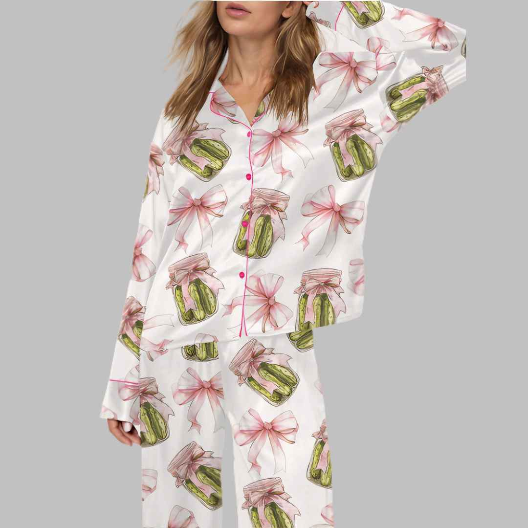 Coquette Pickle Satin Pajama Set