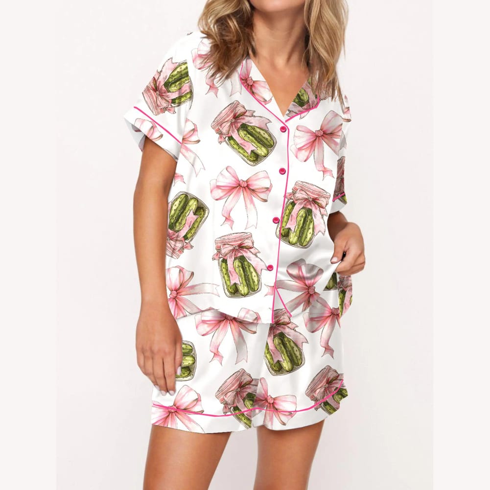 Coquette Pickle Satin Pajama Set