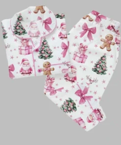 Alternative view of Coquette Pink Christmas Satin Pajama Set