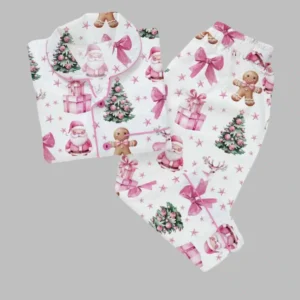 Alternative view of Coquette Pink Christmas Satin Pajama Set