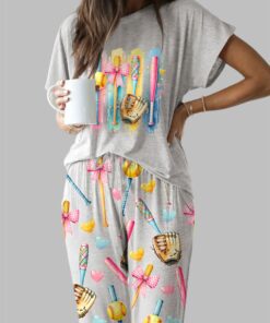Coquette Softball Casual Pajama Set