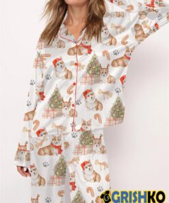 Corgi Christmas Satin Pajama Set