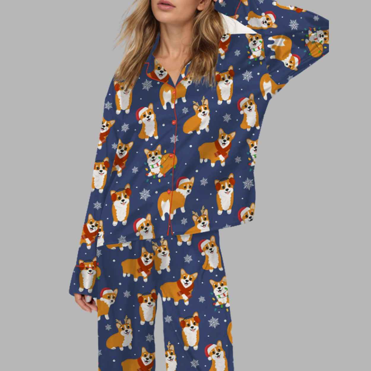 Corgi Christmas Silky Satin Pajama Set