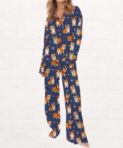 Alternative view of Corgi Christmas Silky Satin Pajama Set