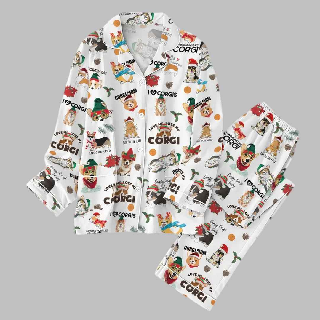 Corgi Dog Christmas Pajama Set