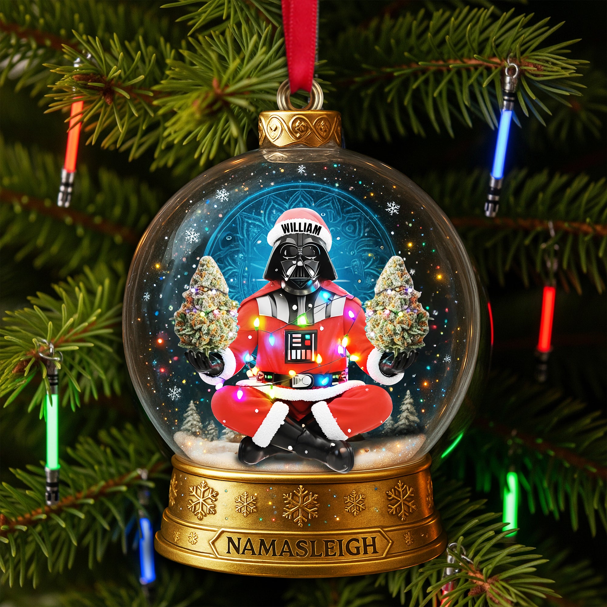 Cosmic Festive Santa Ornament - Personalized Christmas Gift For Stoners 02TOLU290825