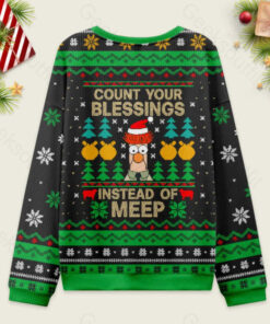Alternative view of Count Your Blessings,Instead of Meep Ugly Christmas Fuzzy Fleece Sweatshirt