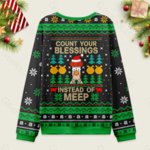 Alternative view of Count Your Blessings,Instead of Meep Ugly Christmas Fuzzy Fleece Sweatshirt