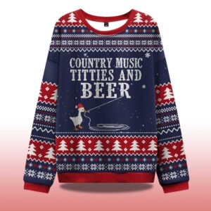 Alternative view of Country Music Titties And Beer Ugly Christmas Sweater