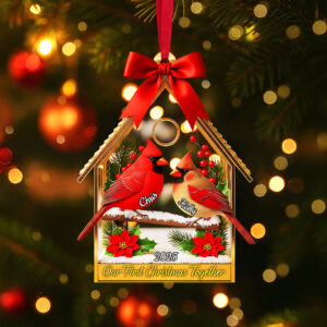 Alternative view of Couple Cardinal Christmas Ornament - Personalized Gifts For Couple 02pgta080925