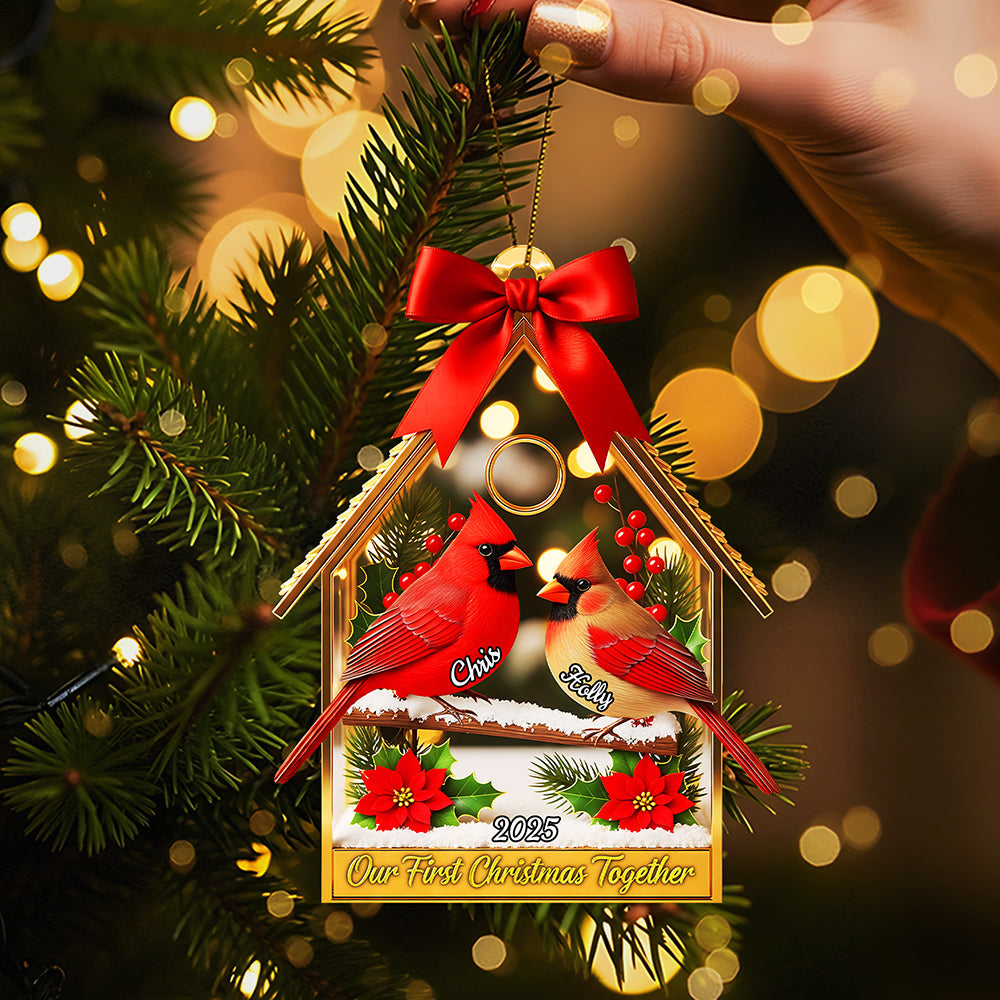 Couple Cardinal Christmas Ornament - Personalized Gifts For Couple 02pgta080925 - Image 3