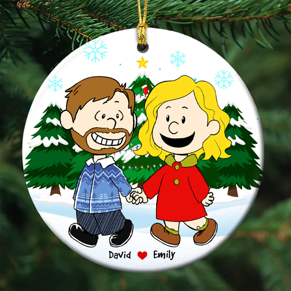 Couple Ceramic Ornament - Personalized Gifts For Couple Walking Hand In Hand - Image 3