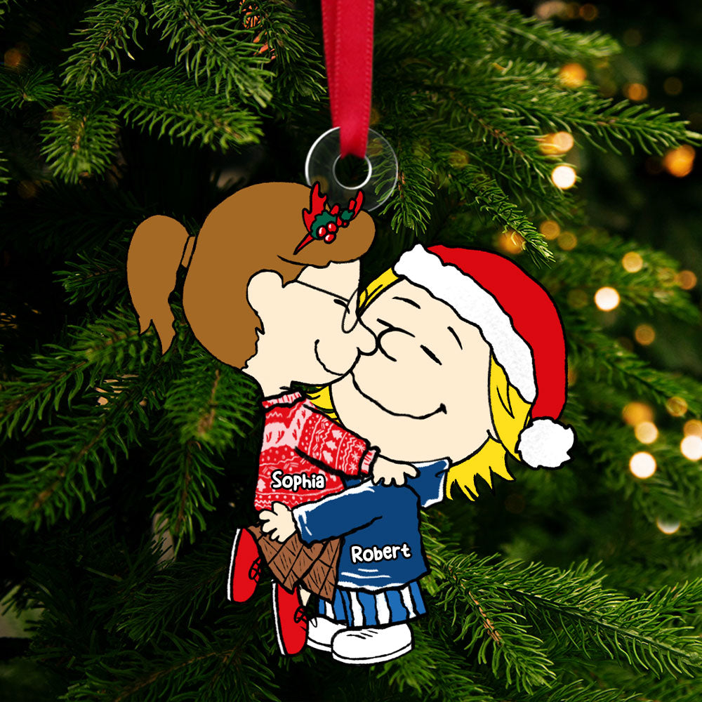 Couple Christmas Ornaments - Kissing Couple - Personalized Gifts For Couple