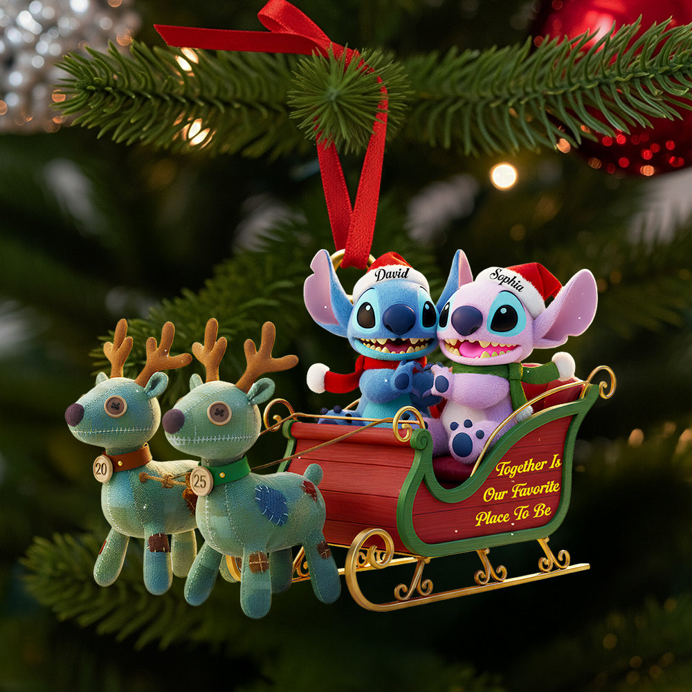 Alternative view of Couple Christmas Sleigh Christmas Ornament Personalized Gifts For Couple 03TGDT240925