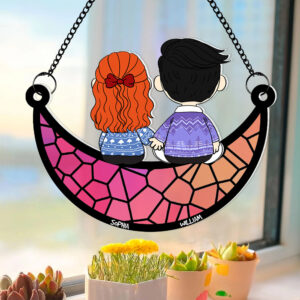 Alternative view of Couple Suncatcher Ornaments - Personalized Gifts 02OHDT021224HG