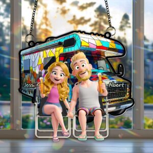 Couple With Colorful Motorized RV Suncatcher - Personalized Gifts For Couple 01TGLU140725