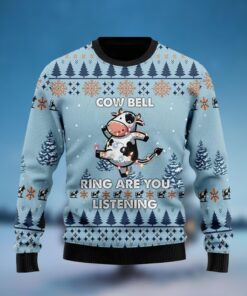Cow Bell Ring Are You Listening Christmas Ugly Sweater 
