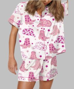 Cowboy Boot And Hat Satin Pajama Set