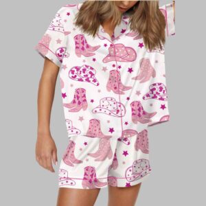 Cowboy Boot And Hat Satin Pajama Set