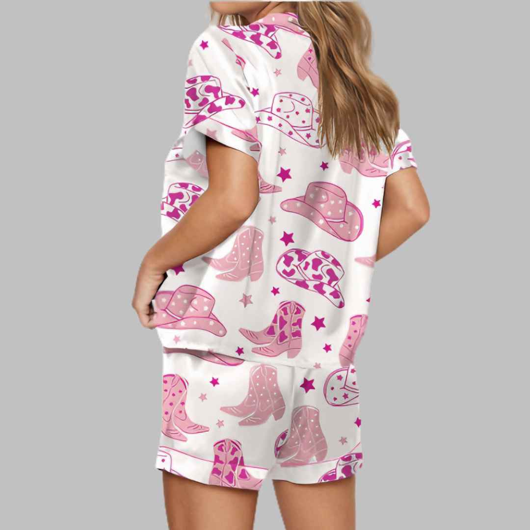 Cowboy Boot And Hat Satin Pajama Set - Image 3