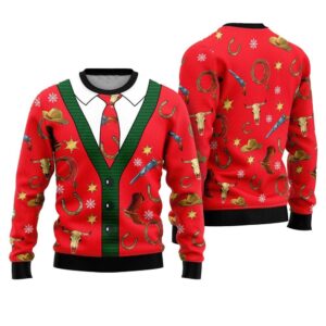 Cowboy Cardigan Ugly Christmas Sweater - Grishko.com