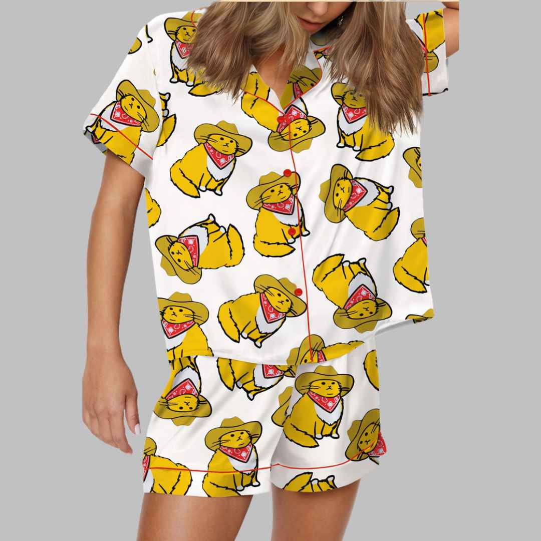 Cowboy Cat Satin Pajama Set
