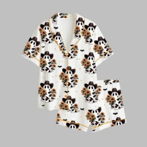 Cowboy Ghost Western Halloween Sunflower Spooky Fall Pajama Set