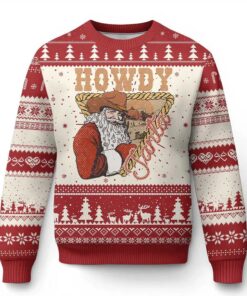 Cowboy Howdy Santa Ugly Christmas Sweater 