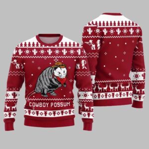 Cowboy Possum Ugly Sweater 2025 Christmas - Grishko.com