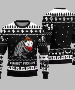Alternative view of Cowboy Possum Ugly Sweater 2025 Christmas 