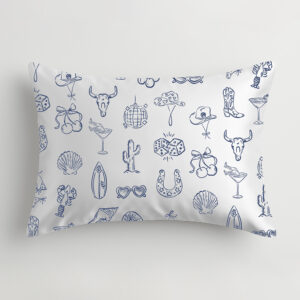 Cowgirl Coastal Bachelorette Hand Drawn Whimsical Beach Satin Pillowcase