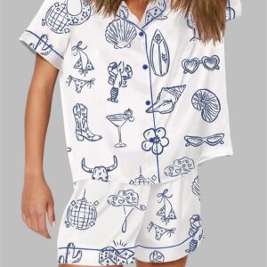 Alternative view of Cowgirl Coastal Bachelorette Hand Drawn Whimsical Pajama Set