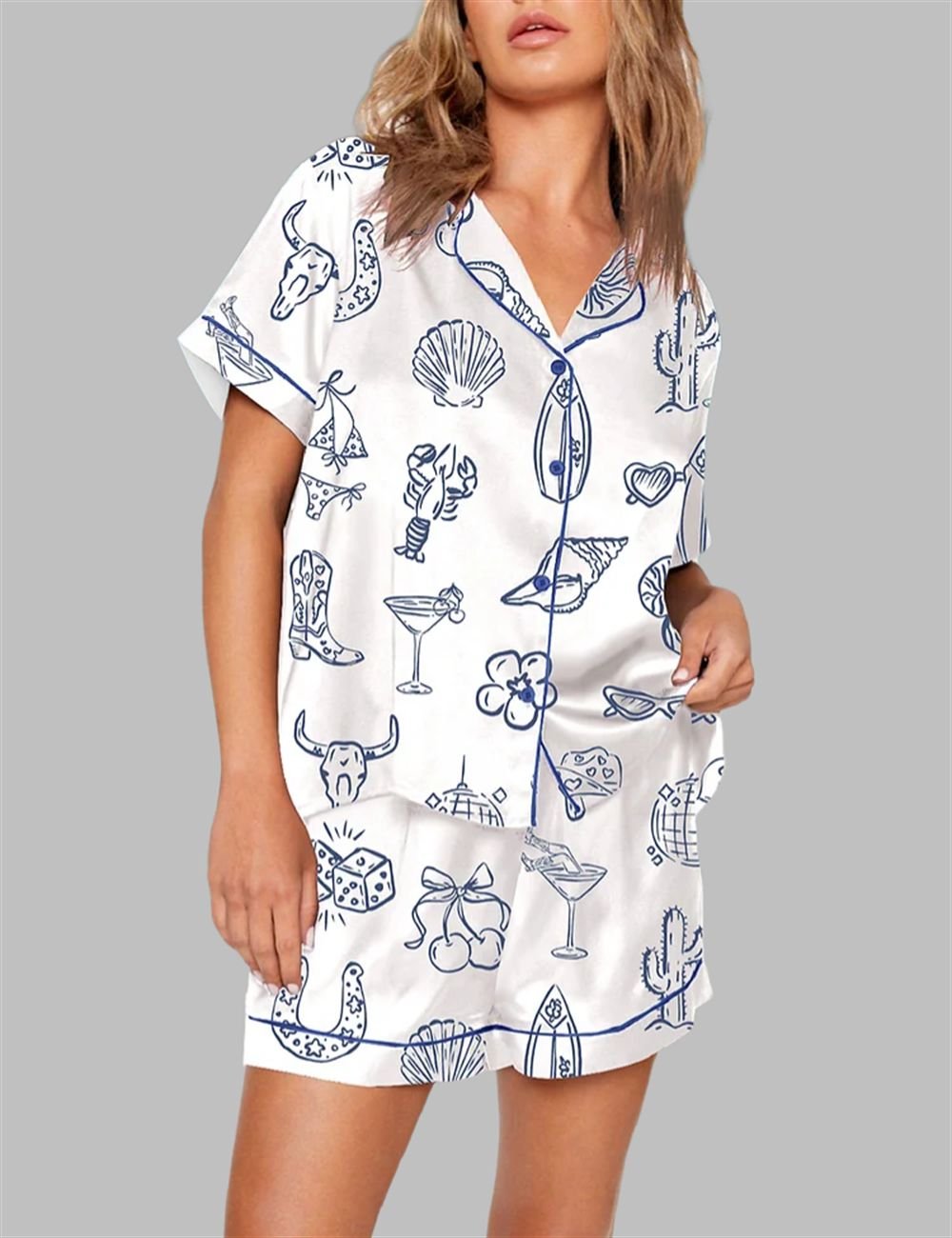 Cowgirl Coastal Bachelorette Hand Drawn Whimsical Pajama Set