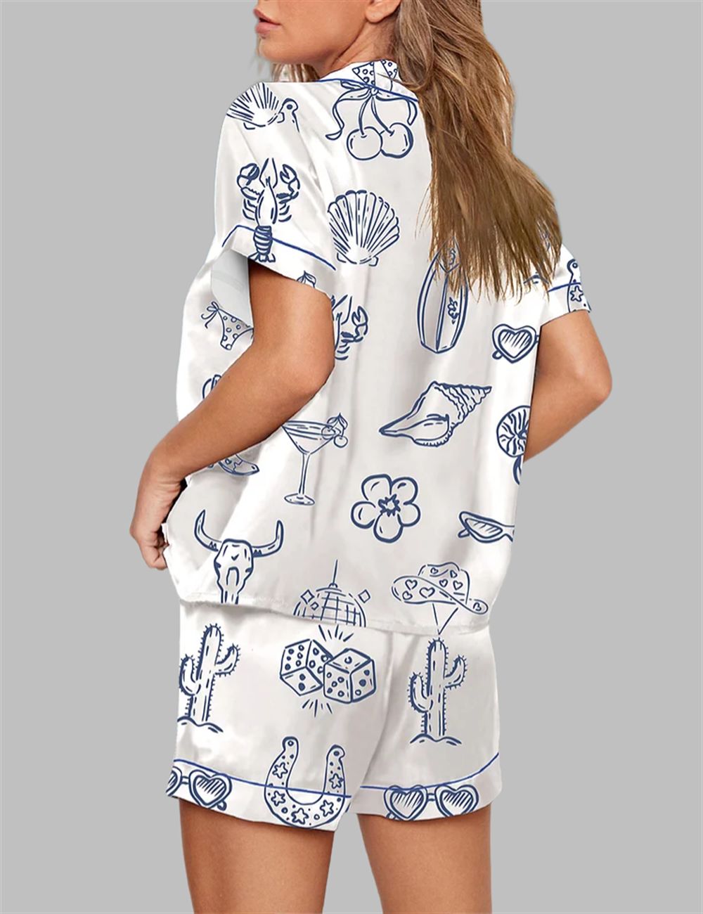 Cowgirl Coastal Bachelorette Hand Drawn Whimsical Pajama Set - Image 3