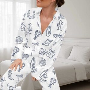 Alternative view of Cowgirl Coastal Bachelorette Hand Drawn Whimsical Pajamas Set