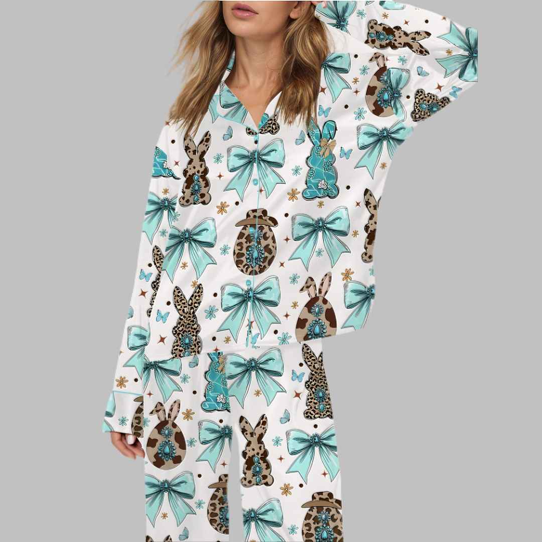 Cowgirl Easter Bunny Satin Pajama Set