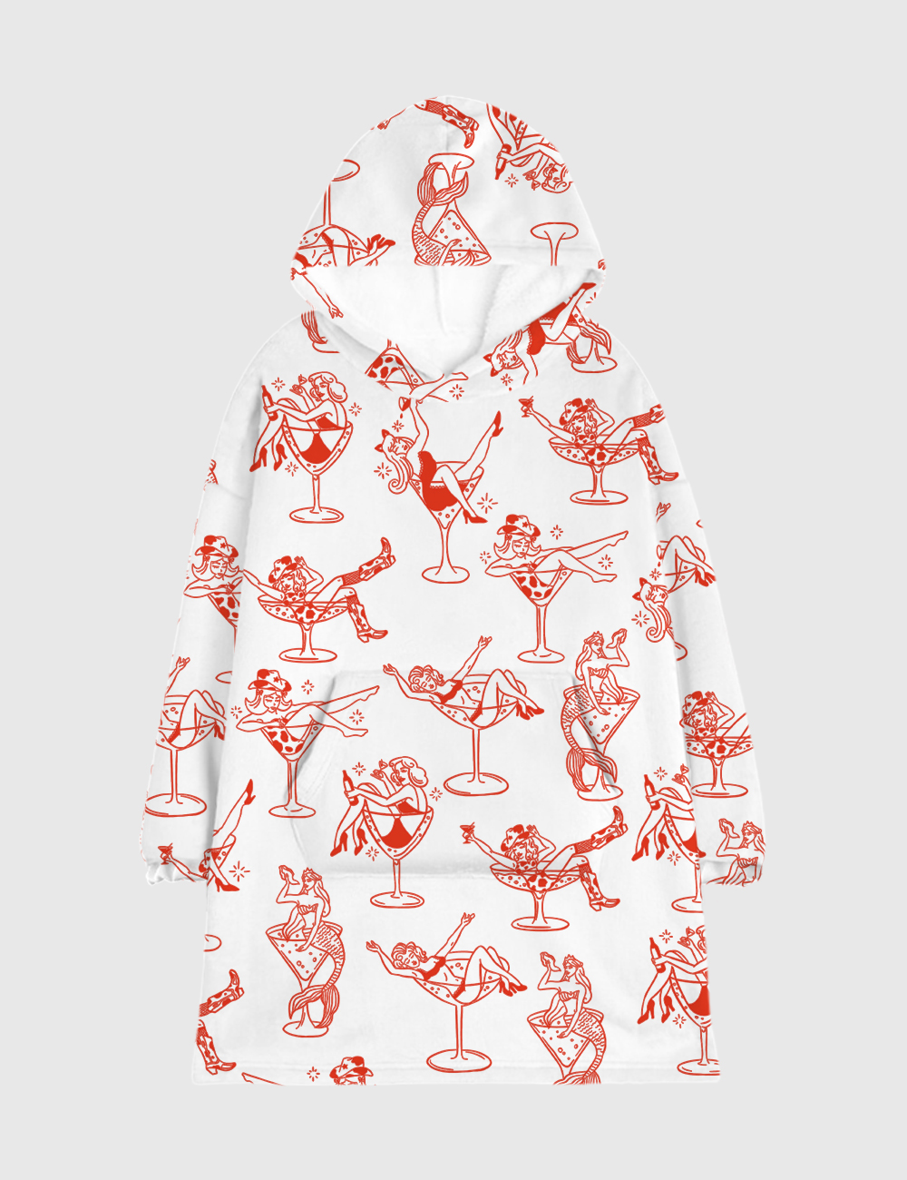 Cowgirl Girl Woman In Martini Glass Mermaid Catgirl In Glass Blanket Hoodie