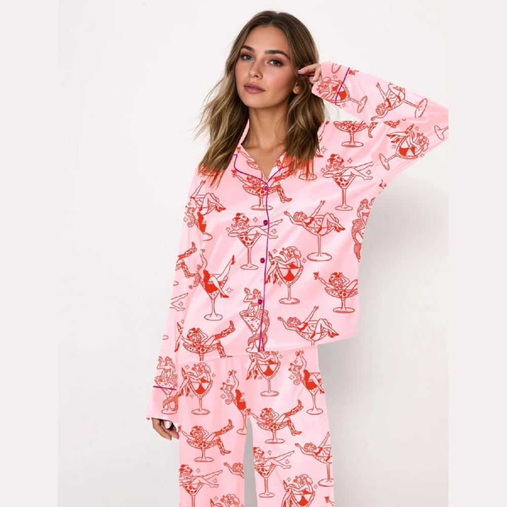 Cowgirl Girl Woman In Martini Glass Mermaid Catgirl In Glass Pajama Set