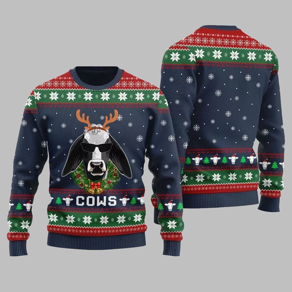 Alternative view of Cows Ugly Sweater 2025 Christmas - Grishko.com