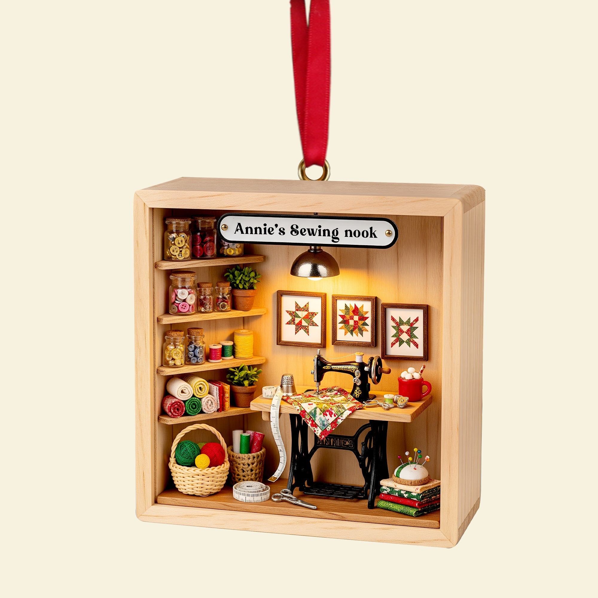 Cozy Sewing Nook Acrylic Ornament - Personalized Gift For Sewing Lovers 09PGLU281025 - Image 5
