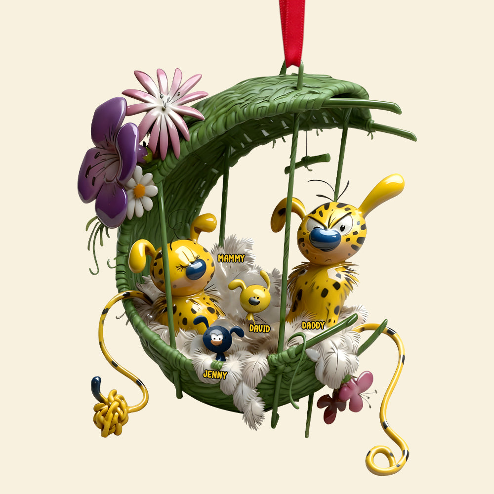 Cozy Spotted Yellow Monkey Family Hanging Nest Ornament, Personalized Gifts For Family 01qhtn061025 - Image 4