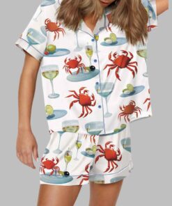 Crab And Martini Satin Pajama Set