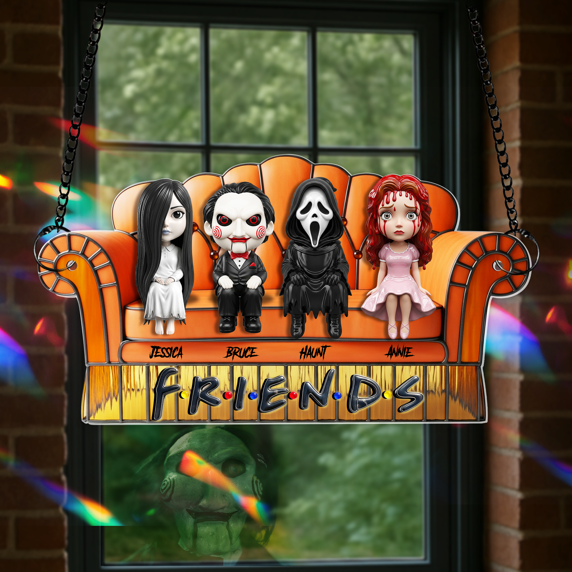 Creepy Crew Chilling Together Suncatcher - Personalized Gift For Friends 03OHLU120825 - Image 4