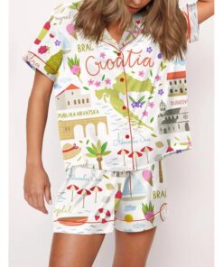 Alternative view of Croatia Travel Satin Pajama Set