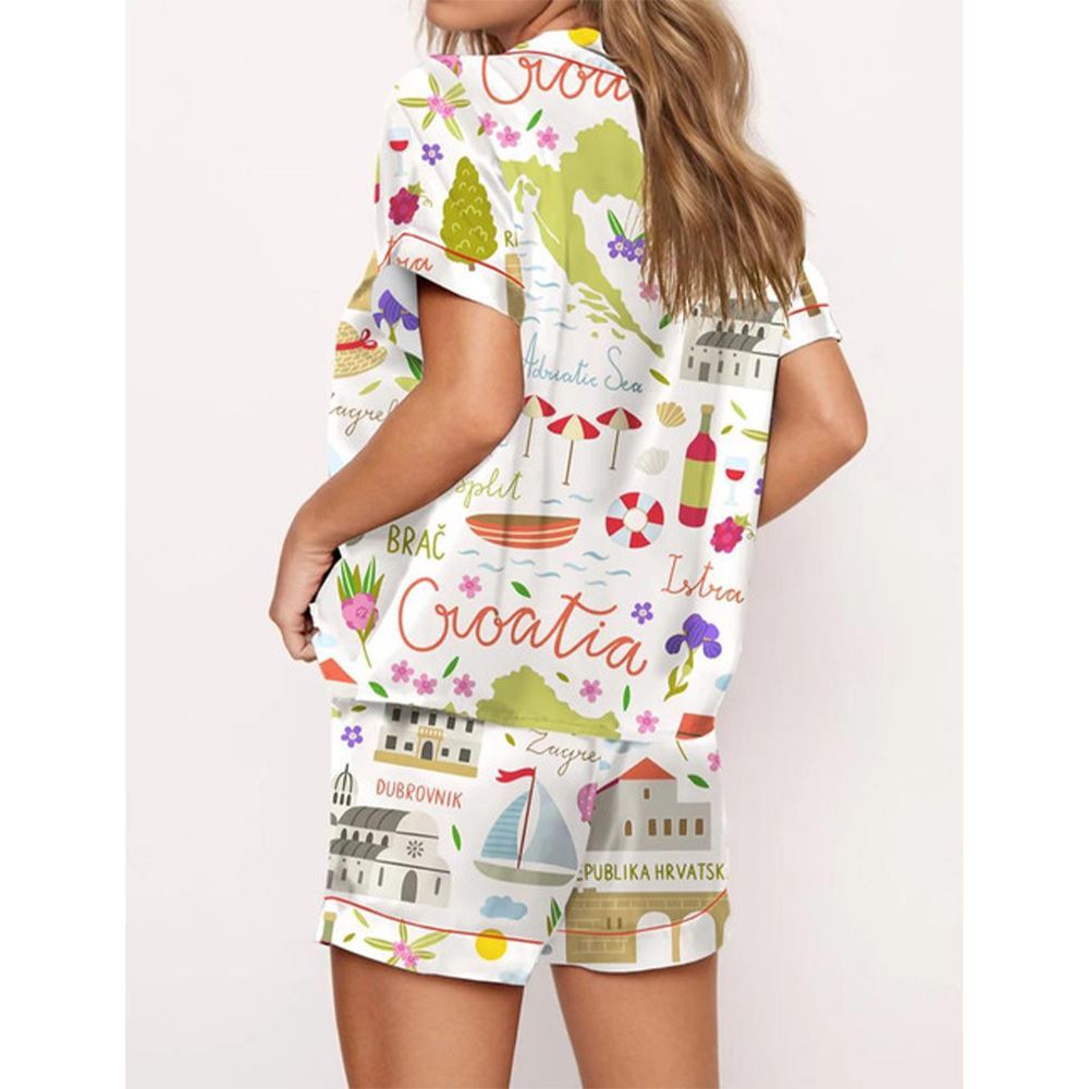 Croatia Travel Satin Pajama Set - Image 3