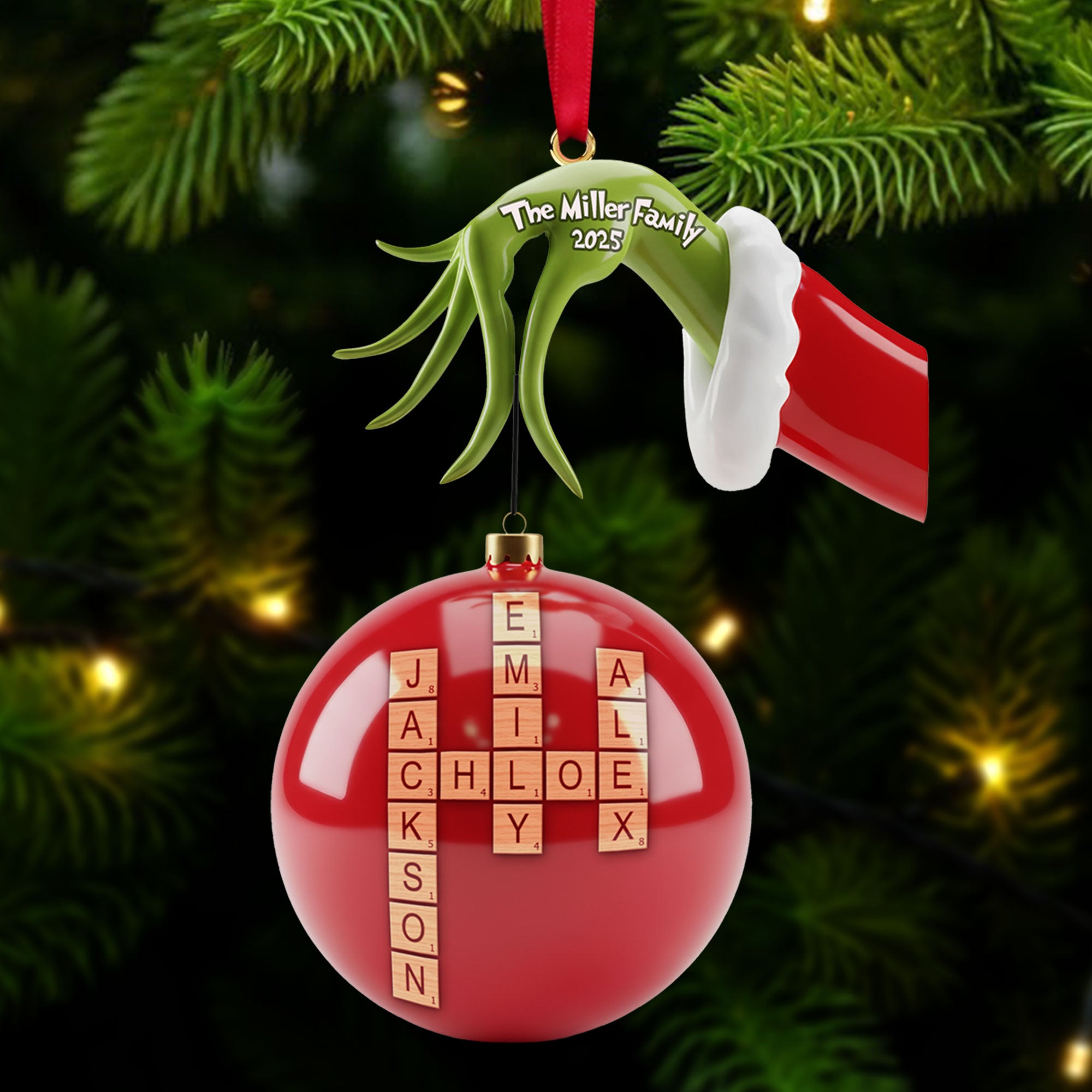 Alternative view of Crossword Family Name Ornament - Personalized Gift For Family Christmas Ornament 04NATI241025