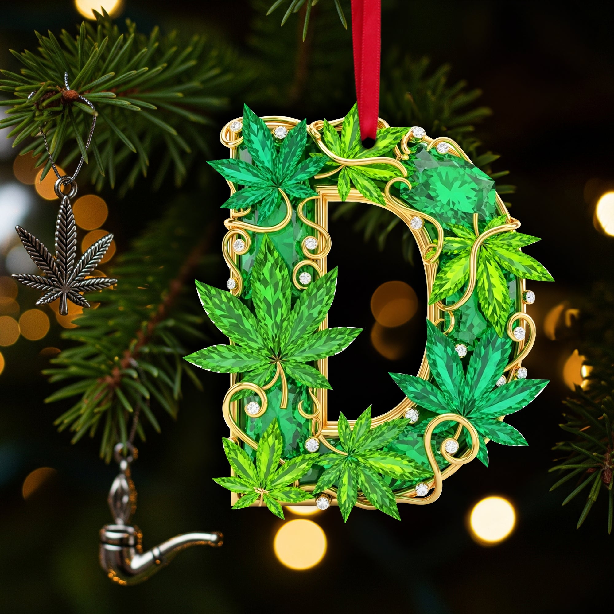Crystal Leaf Initial Ornament - Christmas Gifts For Stoners 05TOLU270825 - Image 4