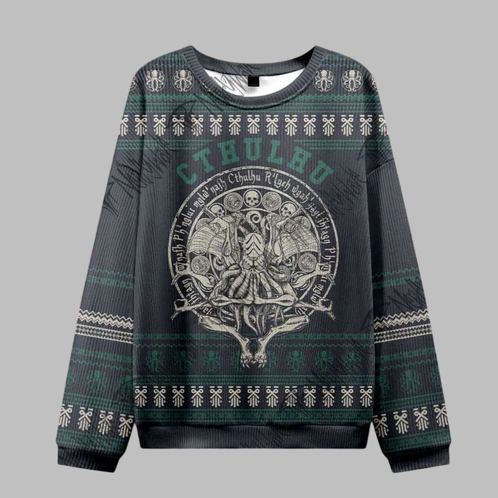 Alternative view of Cthulhu Horror Ugly Sweater 2025 Christmas - Grishko.com