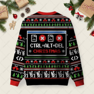 Alternative view of Ctrl Alt Del Christmas Ugly Christmas Fuzzy Fleece Sweatshirt